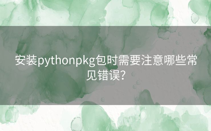 安装pythonpkg包时需要注意哪些常见错误？