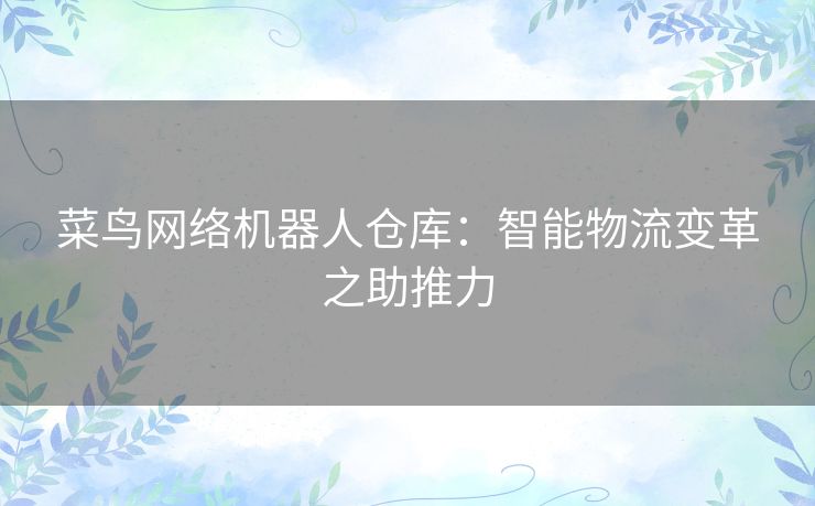 菜鸟网络机器人仓库：智能物流变革之助推力