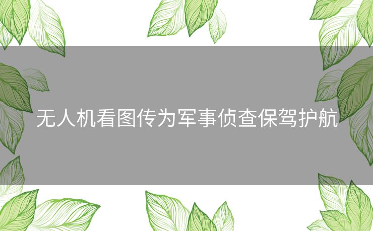 无人机看图传为军事侦查保驾护航