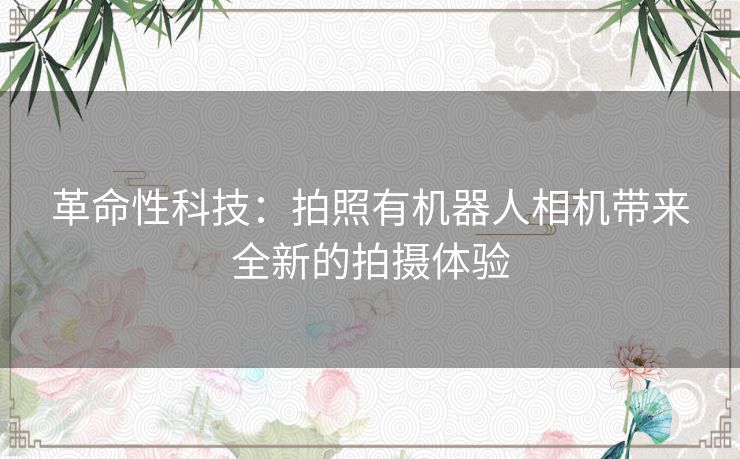 革命性科技：拍照有机器人相机带来全新的拍摄体验