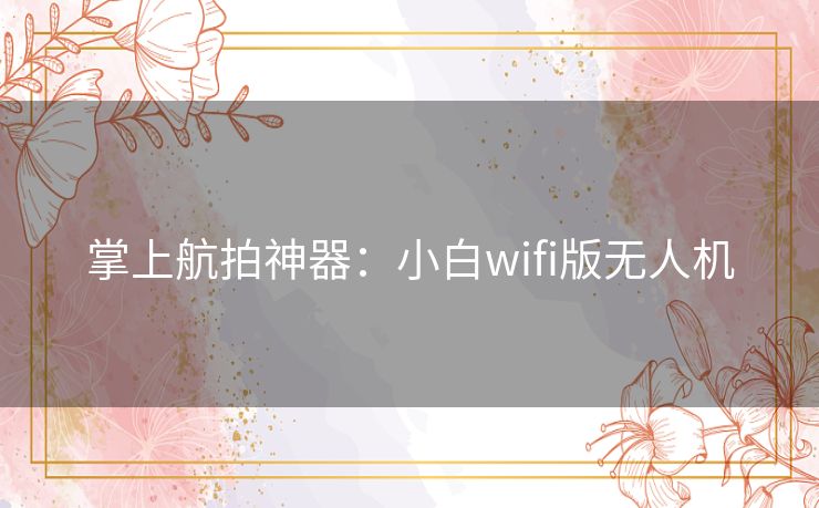 掌上航拍神器：小白wifi版无人机