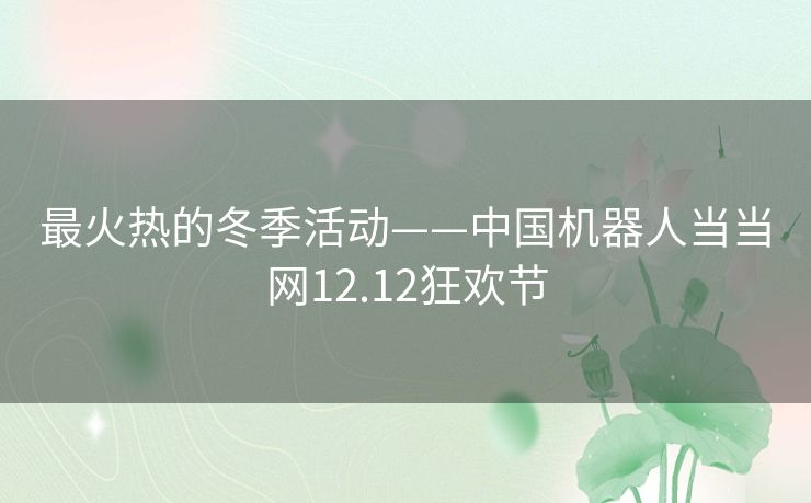 最火热的冬季活动——中国机器人当当网12.12狂欢节