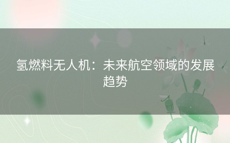 氢燃料无人机：未来航空领域的发展趋势