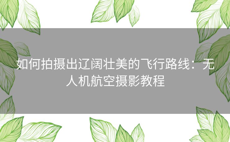 如何拍摄出辽阔壮美的飞行路线：无人机航空摄影教程