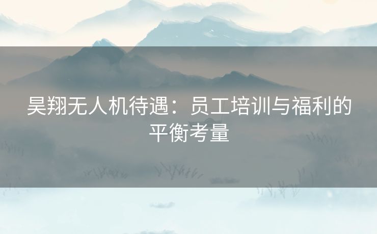 昊翔无人机待遇：员工培训与福利的平衡考量