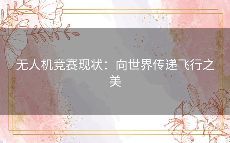 无人机竞赛现状：向世界传递飞行之美