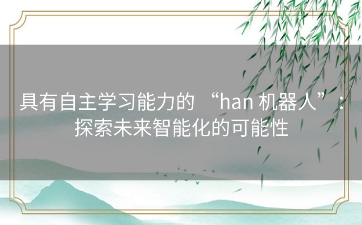 具有自主学习能力的 “han 机器人”：探索未来智能化的可能性