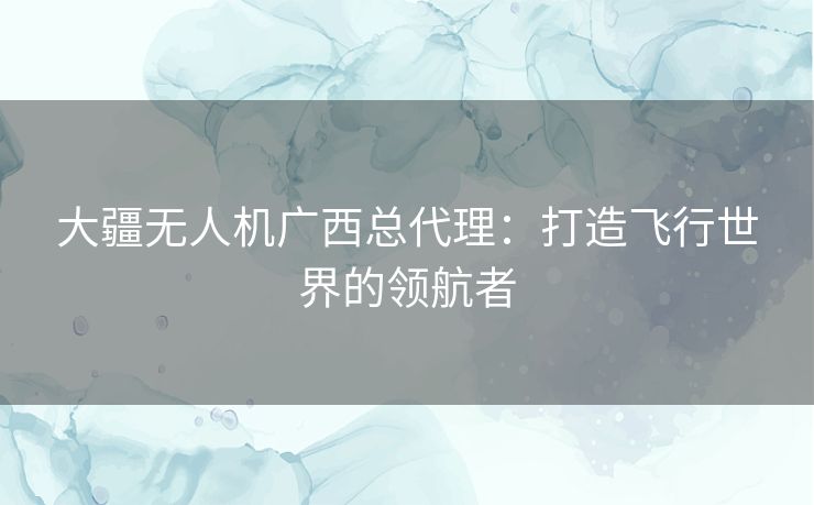 大疆无人机广西总代理：打造飞行世界的领航者