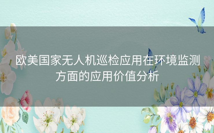 欧美国家无人机巡检应用在环境监测方面的应用价值分析