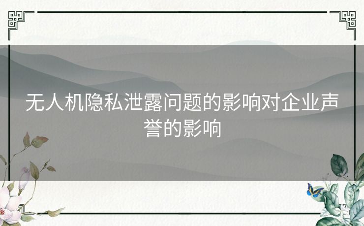 无人机隐私泄露问题的影响对企业声誉的影响