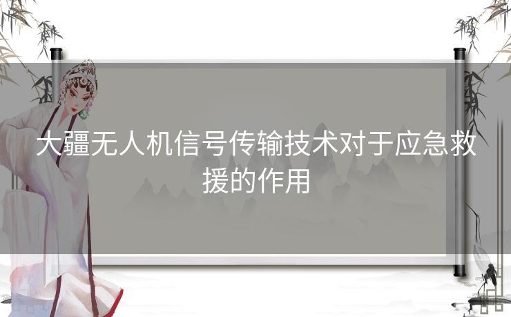 大疆无人机信号传输技术对于应急救援的作用