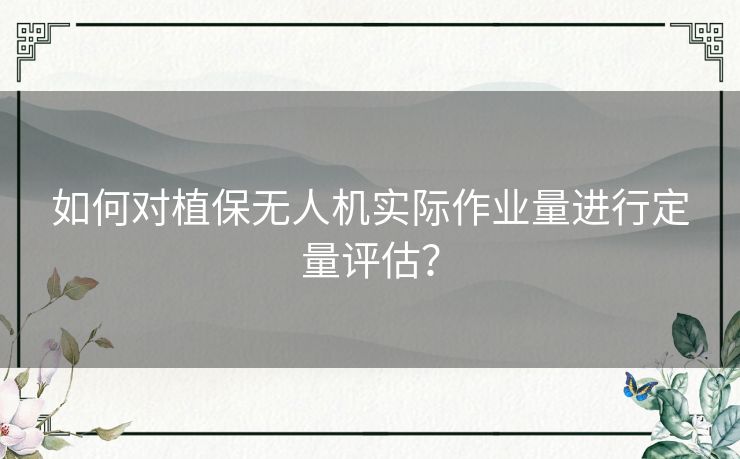 如何对植保无人机实际作业量进行定量评估？