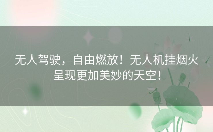 无人驾驶，自由燃放！无人机挂烟火呈现更加美妙的天空！