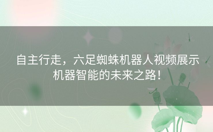 自主行走，六足蜘蛛机器人视频展示机器智能的未来之路！