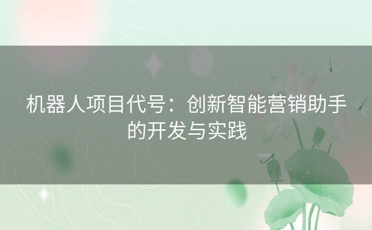 机器人项目代号：创新智能营销助手的开发与实践