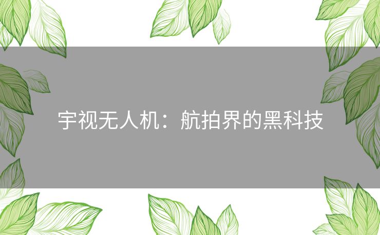 宇视无人机：航拍界的黑科技