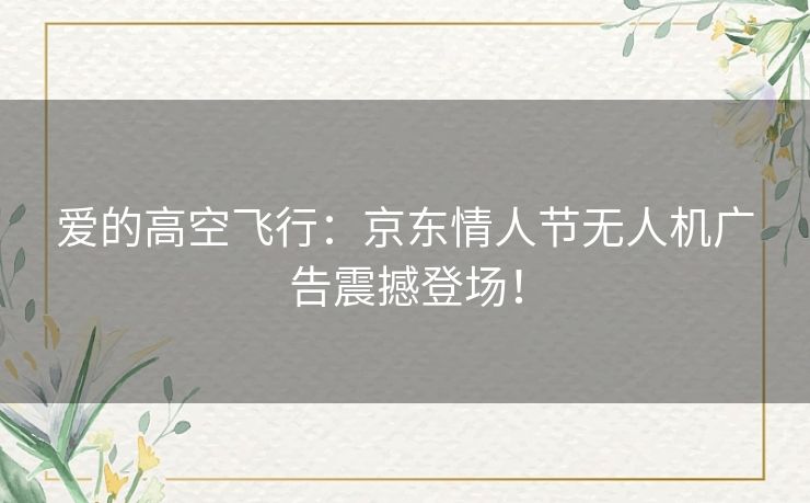 爱的高空飞行：京东情人节无人机广告震撼登场！