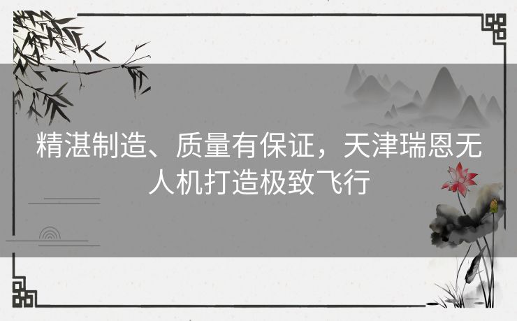 精湛制造、质量有保证，天津瑞恩无人机打造极致飞行