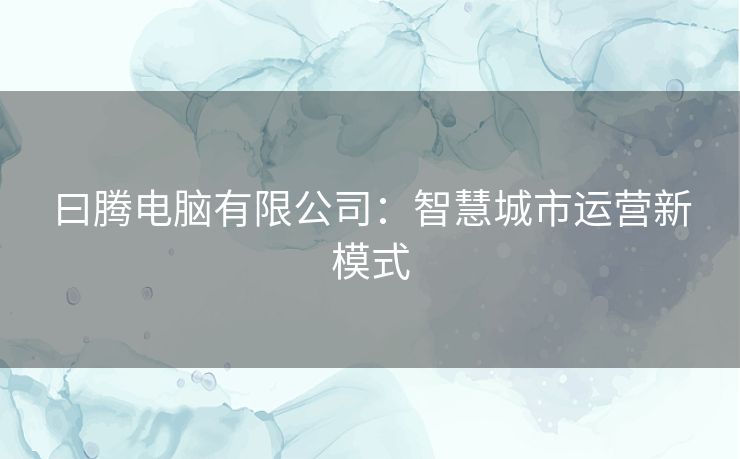 曰腾电脑有限公司：智慧城市运营新模式