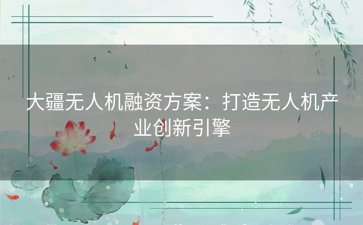 大疆无人机融资方案：打造无人机产业创新引擎