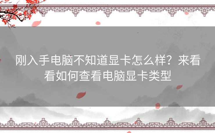 刚入手电脑不知道显卡怎么样？来看看如何查看电脑显卡类型