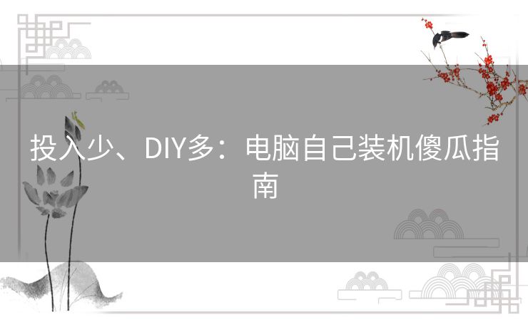 投入少、DIY多：电脑自己装机傻瓜指南