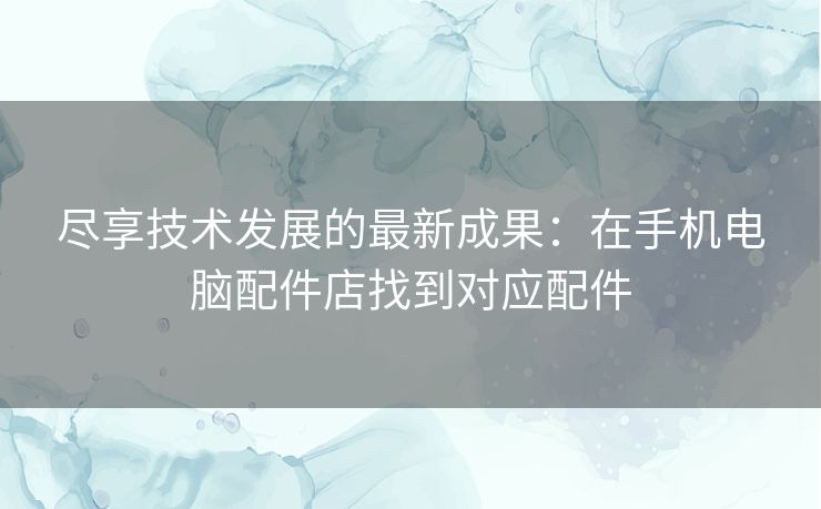 尽享技术发展的最新成果：在手机电脑配件店找到对应配件