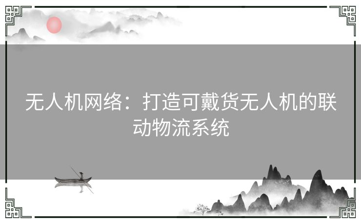 无人机网络：打造可戴货无人机的联动物流系统