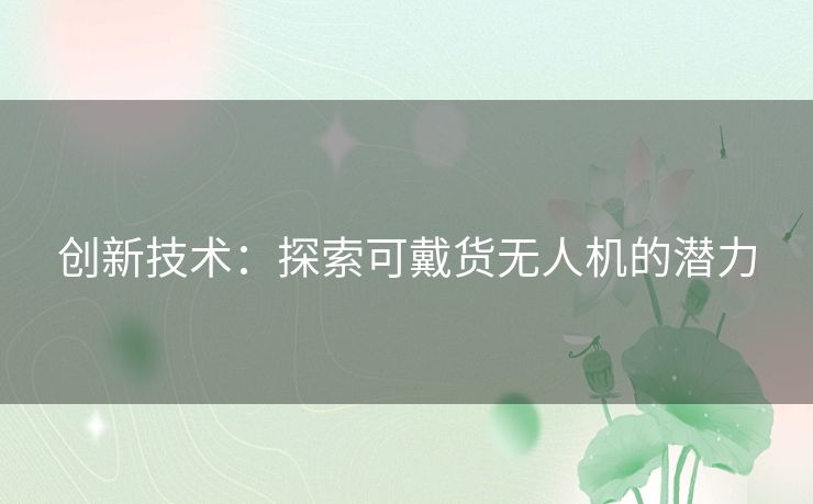 创新技术：探索可戴货无人机的潜力