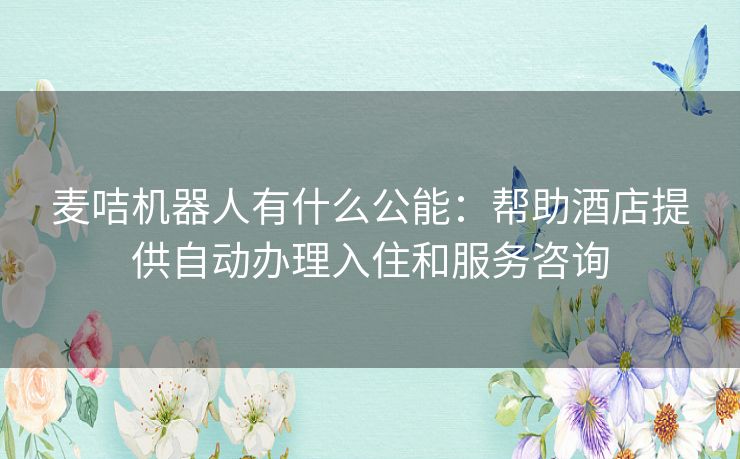 麦咭机器人有什么公能：帮助酒店提供自动办理入住和服务咨询