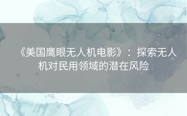 《美国鹰眼无人机电影》：探索无人机对民用领域的潜在风险