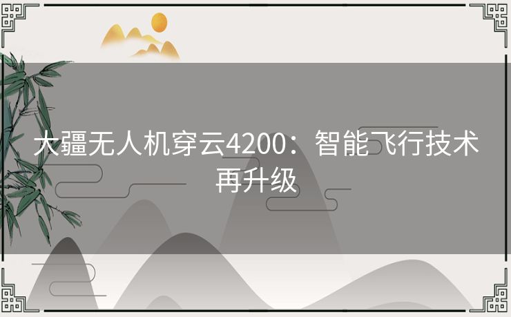 大疆无人机穿云4200：智能飞行技术再升级