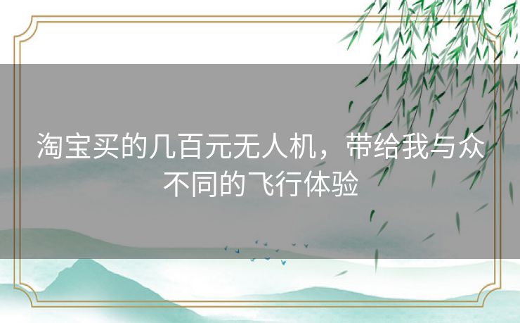 淘宝买的几百元无人机，带给我与众不同的飞行体验