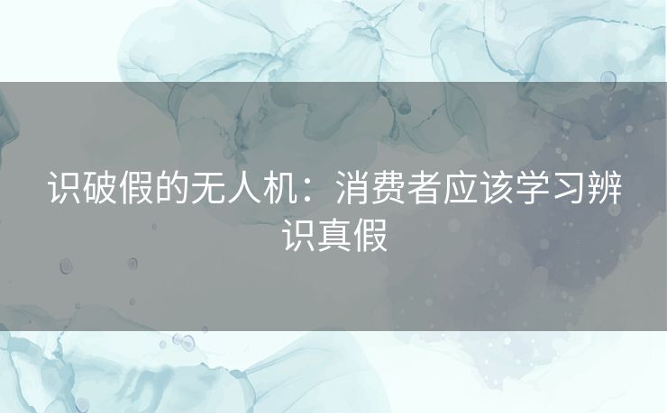 识破假的无人机：消费者应该学习辨识真假