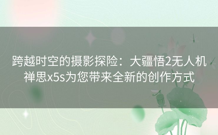 跨越时空的摄影探险：大疆悟2无人机禅思x5s为您带来全新的创作方式