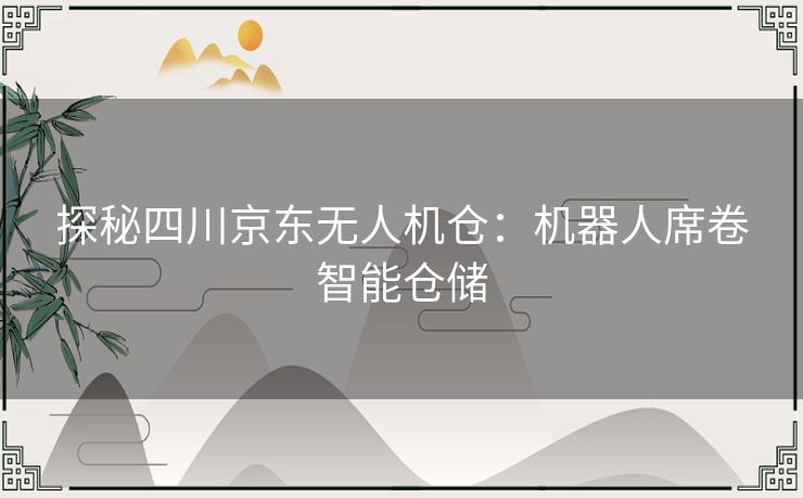 探秘四川京东无人机仓：机器人席卷智能仓储