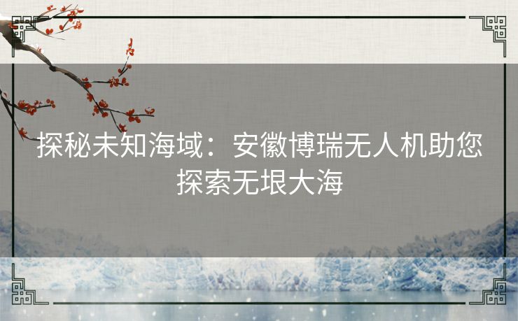 探秘未知海域：安徽博瑞无人机助您探索无垠大海