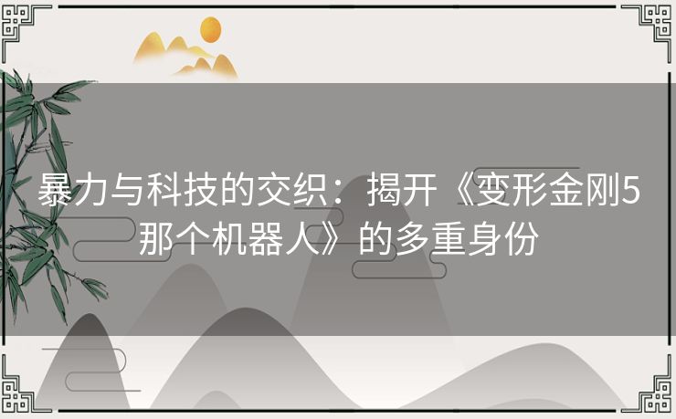 暴力与科技的交织：揭开《变形金刚5那个机器人》的多重身份