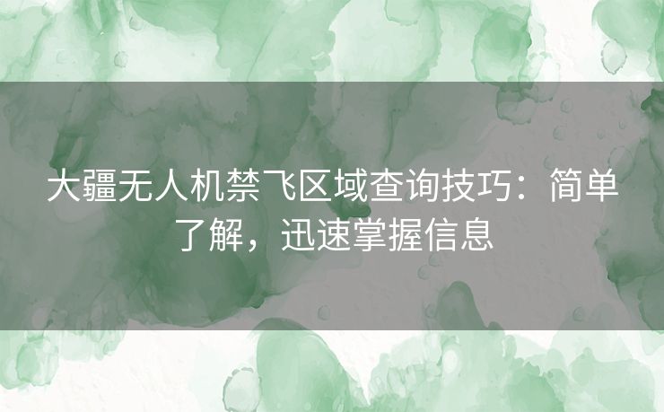 大疆无人机禁飞区域查询技巧：简单了解，迅速掌握信息