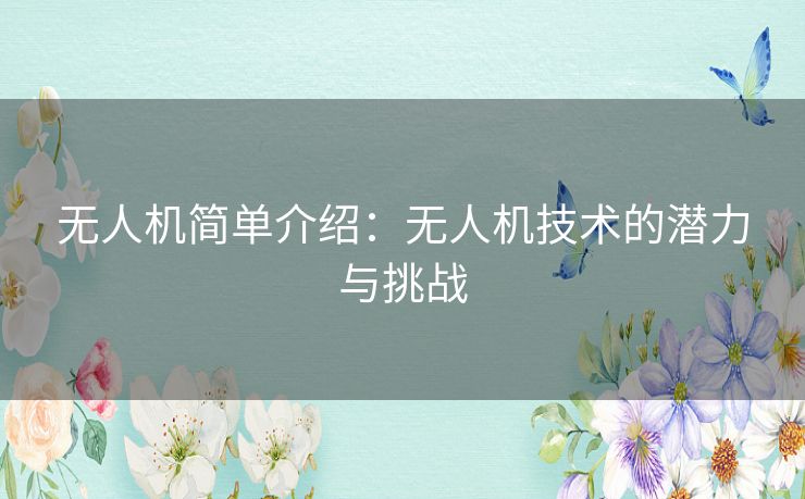 无人机简单介绍：无人机技术的潜力与挑战