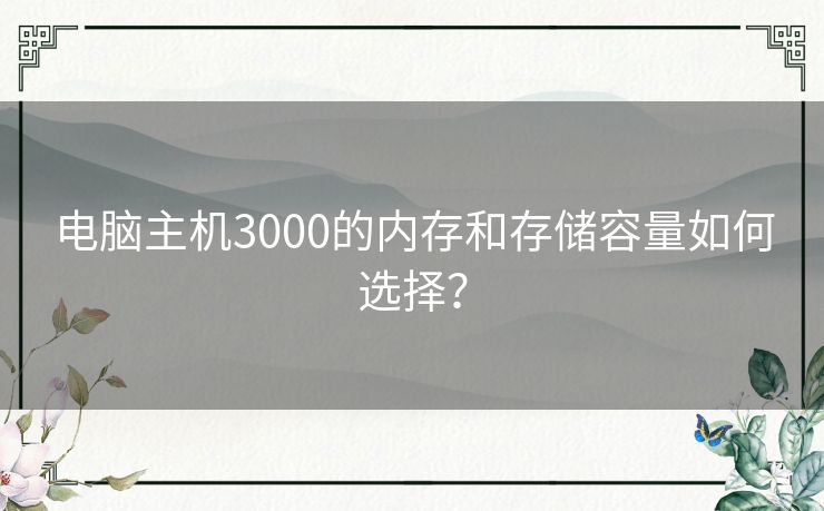 电脑主机3000的内存和存储容量如何选择？