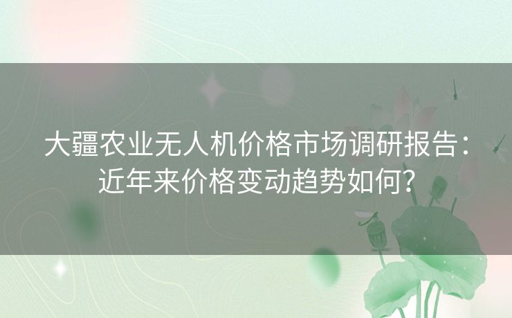 大疆农业无人机价格市场调研报告：近年来价格变动趋势如何？