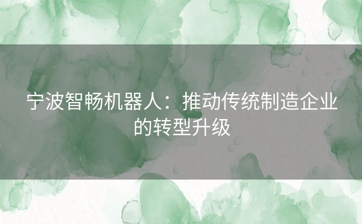 宁波智畅机器人：推动传统制造企业的转型升级