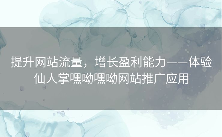 提升网站流量，增长盈利能力——体验仙人掌嘿呦嘿呦网站推广应用