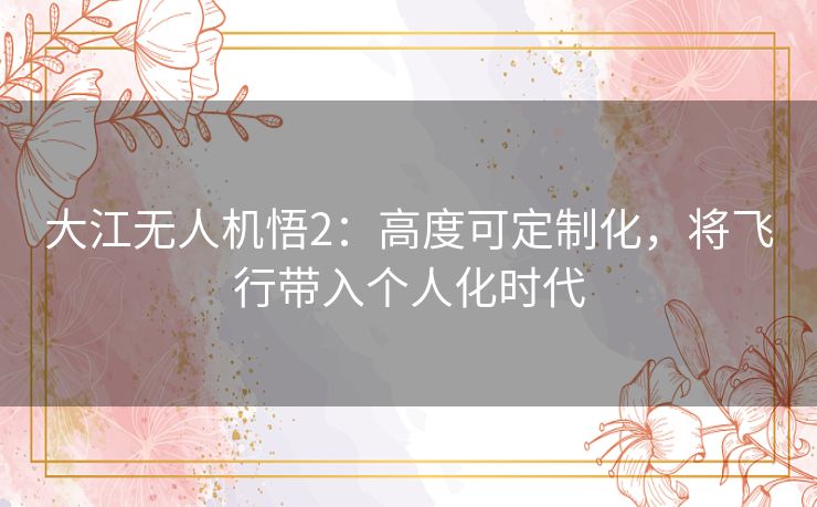 大江无人机悟2：高度可定制化，将飞行带入个人化时代