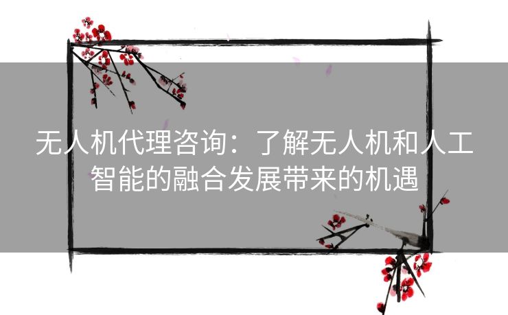 无人机代理咨询：了解无人机和人工智能的融合发展带来的机遇