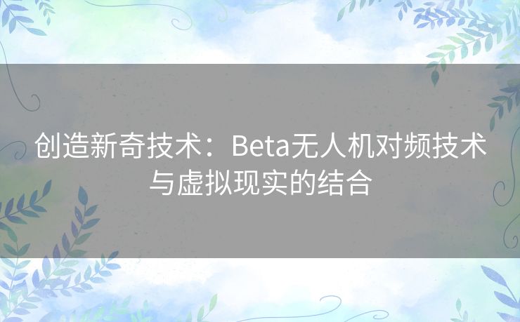 创造新奇技术：Beta无人机对频技术与虚拟现实的结合