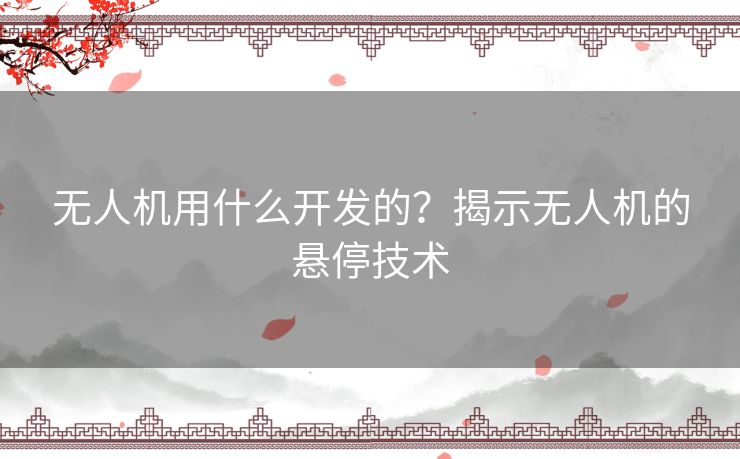 无人机用什么开发的？揭示无人机的悬停技术