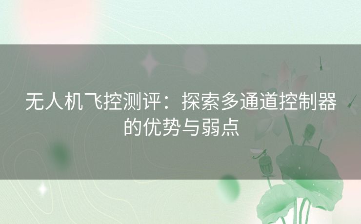 无人机飞控测评：探索多通道控制器的优势与弱点