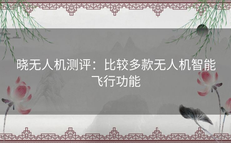 晓无人机测评：比较多款无人机智能飞行功能